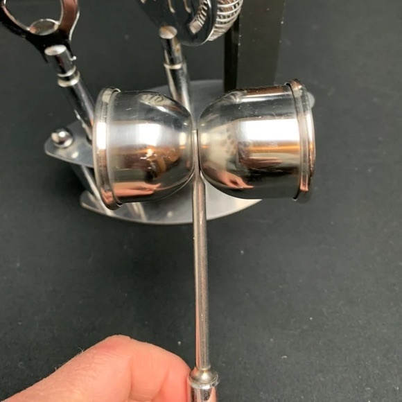 4pc bar set opener, tongs, strainer, and measuring jigger - Picture 5 of 9